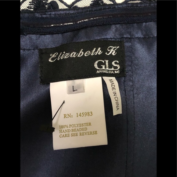 Elizabeth K GLS Formal dress New with Tags Hand Beaded prom party shoulder off - Picture 15 of 15